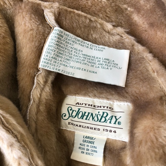 {St. John’s Bay} leather fur collar coat - Picture 10 of 12